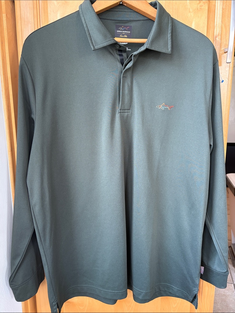 Greg Norman Collection Long-Sleeve Polo in Forest Green